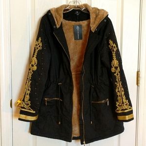 NWT Curations Jacket with Gold Roping: Military Style Size Large